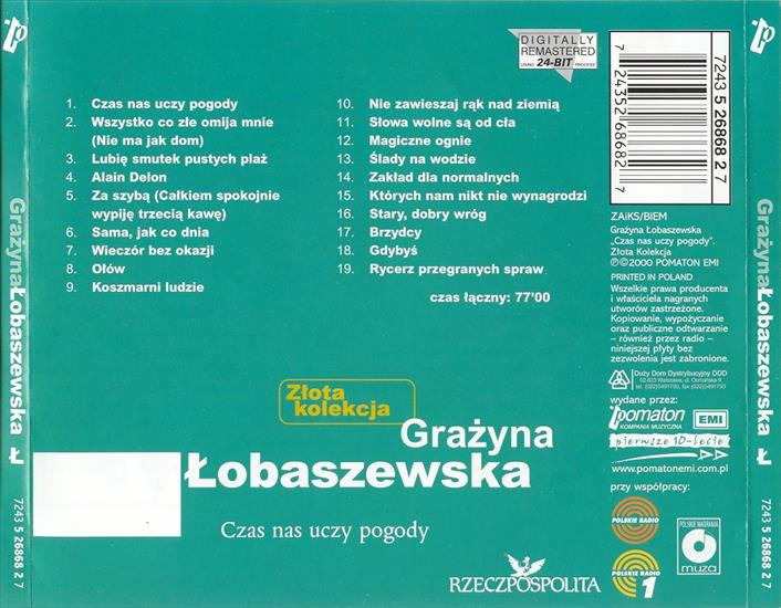 Grazyna Lobaszews... - GRAŻYNA ŁOBASZEWSKA - 2000 Czas nas uczy pogody - Złota kolekcja Back.jpg